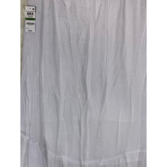 JM Collection Bright White Woven Skirt NEW Large Crinkle Gauzy Elastic Waist - Picture 9 of 10